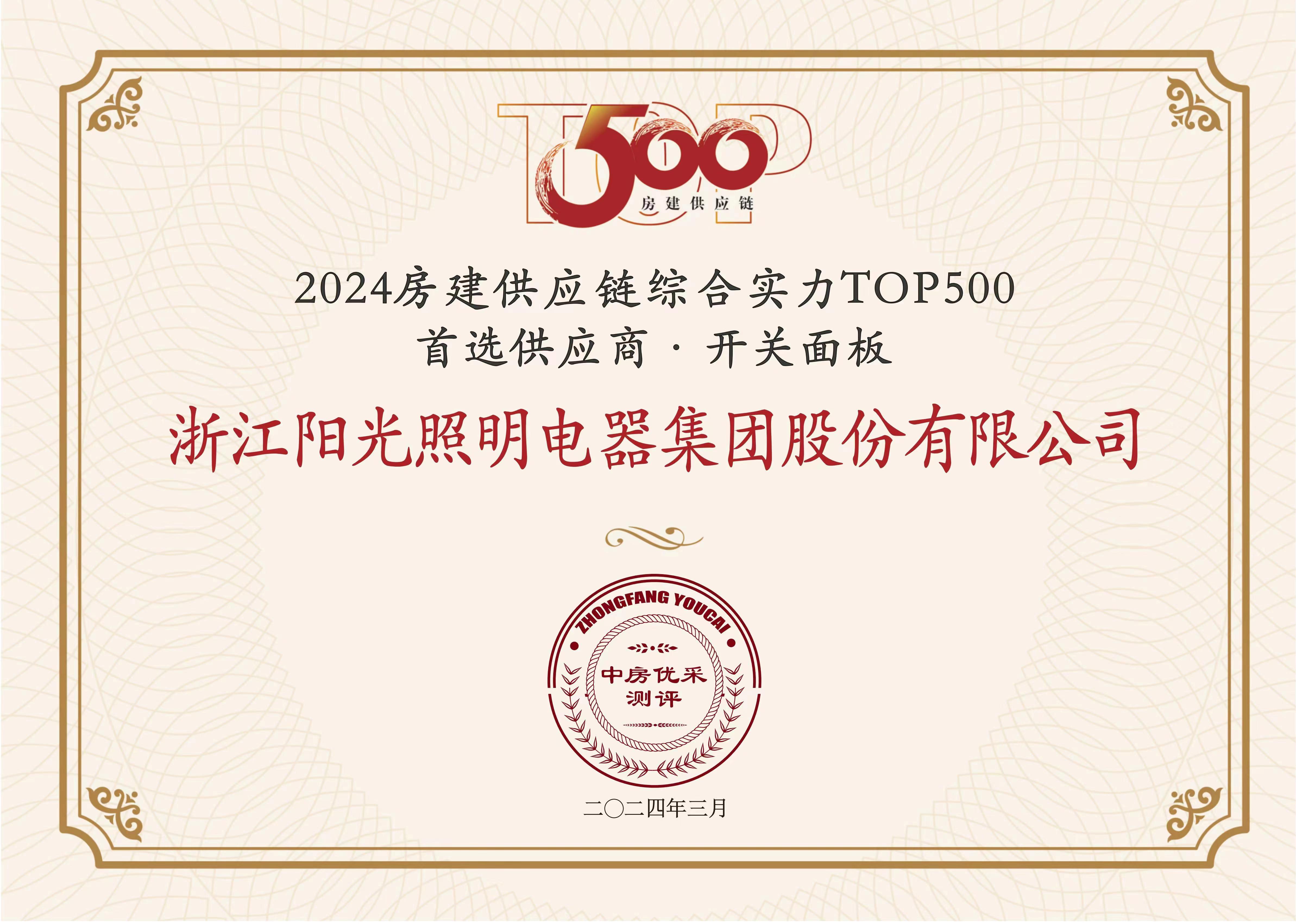 2024中国房地产开发企业综合实力 首选供应商 开关面板类